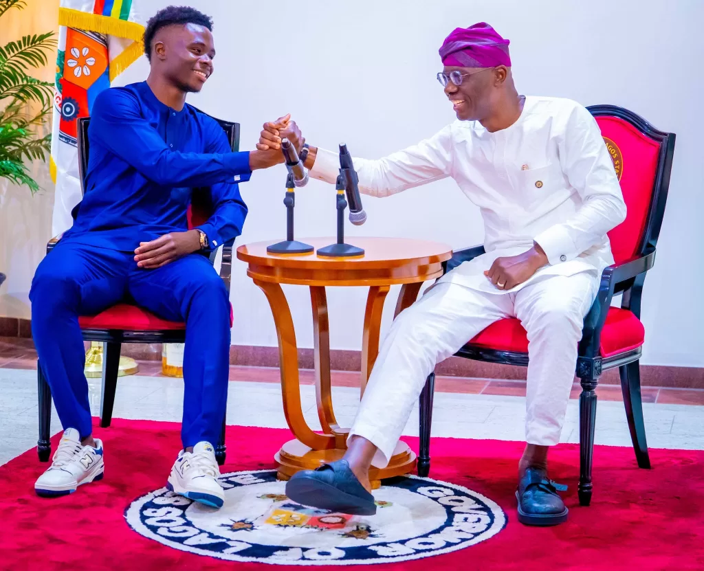 Governor Sanwo-Olu, Bukayo Saka Unite for Youth Football Development in Lagos