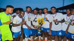 OPM FC celebrating their Super League win