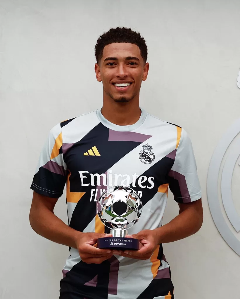 Jude Bellingham and his Champion League man of the match award
