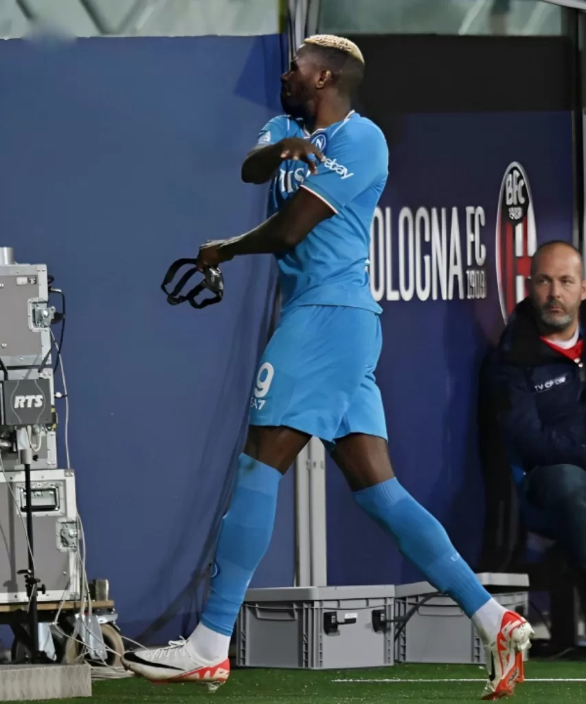 Moment Osimhen missed penalty against Bologna