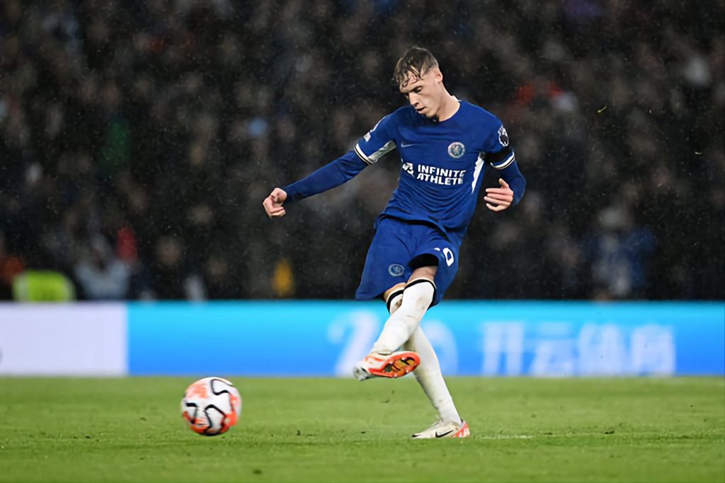 Cole Palmer hitting it from the spot kick for Chelsea