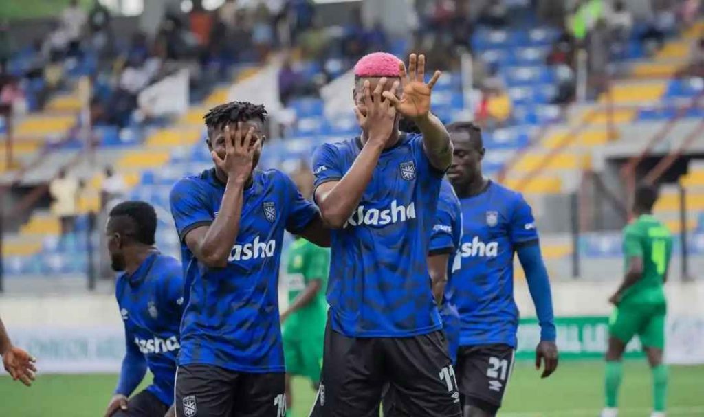 Jonathan Alukwu celebrating his goal vs Kano Pillars
