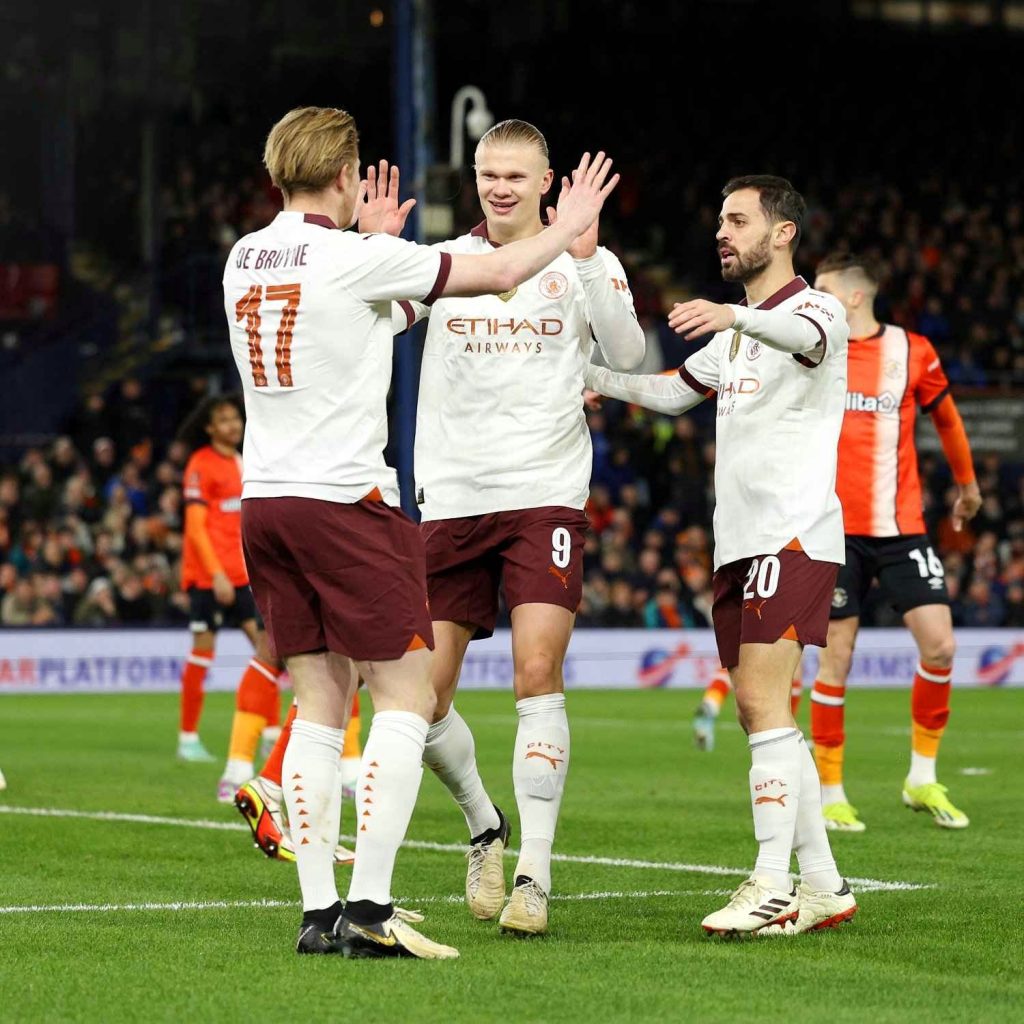 Kevin De Bruyne, Set New Record, Haaland Hits Four as Man City Thrash Luton Town in FA Cup