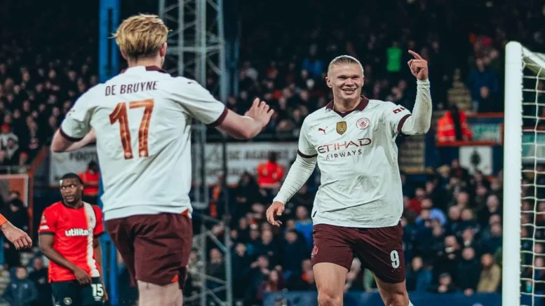 Kevin De Bruyne, Set New Record, Haaland Hits Four as Man City Thrash Luton Town in FA Cup