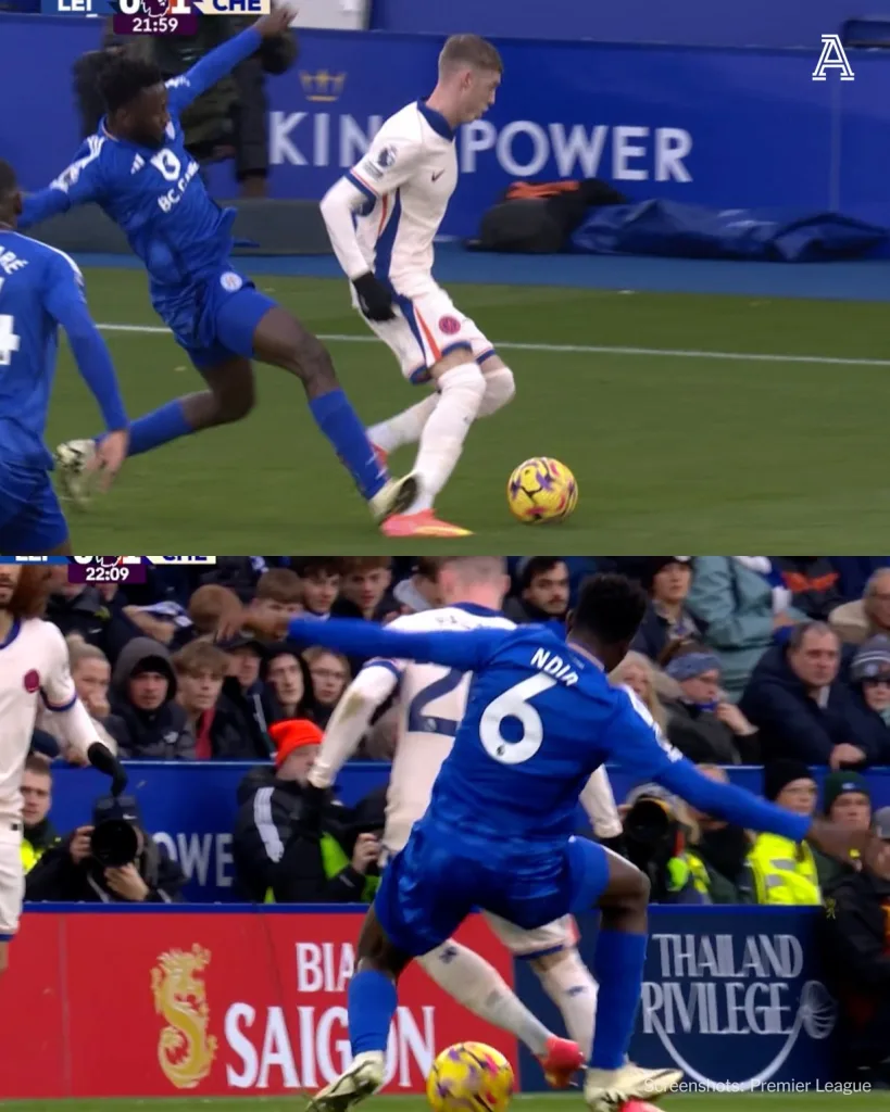 Football icons slam Wilfred Ndidi for 'terrible tackle' on Cole Palmer: 'he's very lucky'