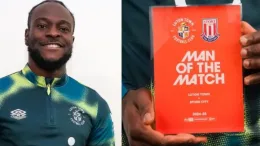Victor Moses celebrates MOTM award