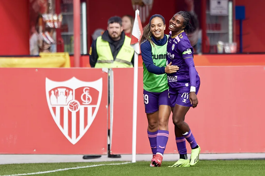 Gift Monday celebrating her goal against Sevilla