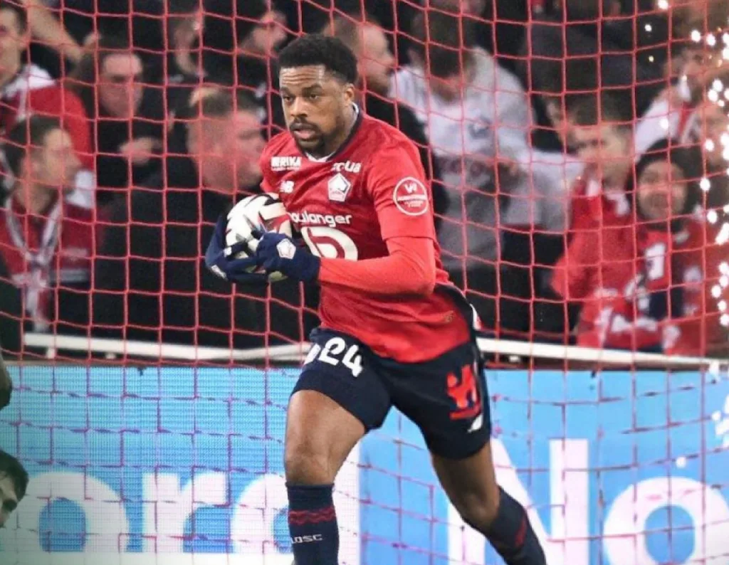 Chuba Akpom after scoring first Ligue 1 goal