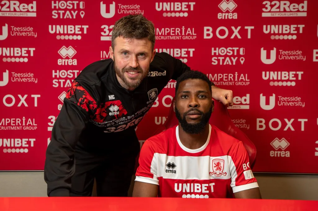 Middlesbrough boss Michael Carrick and Kelechi Iheanacho
