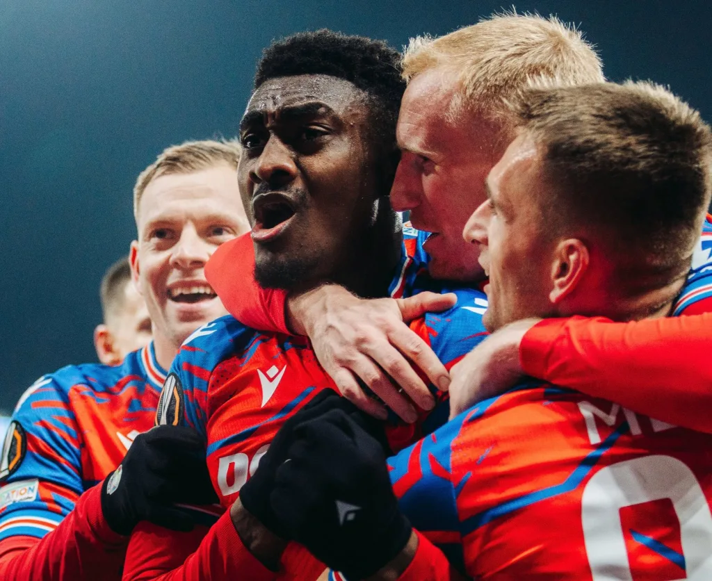 Rafiu Durosinmi celebrating his brace in Europa League