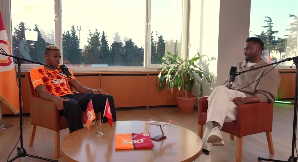 Victor Osimhen speaking with Mikel Obi on Obi Podcast