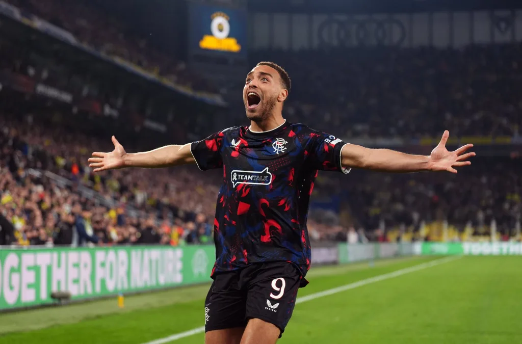 Cyriel Dessers on his Europa League goal