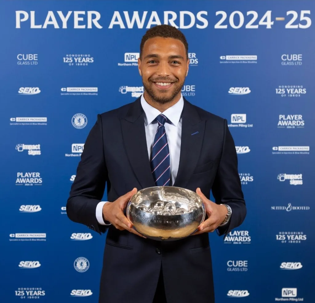 Cyriel Dessers with his Rangers top scorer award