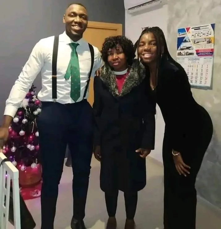 Edna Imade with mum and twin brother