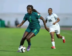 Super Falcons celebrate after Chinwendu Ihezuo goal