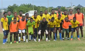 Kwara United players celebrate goal vs House of Prayer