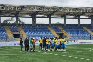 House of Prayer FC players during friendly with Kwara United