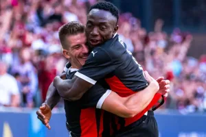 Spartak Trnava players dominate Hibernians in Conference League~2