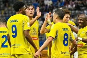 FC Astana players during 7-0 win over DC Turan