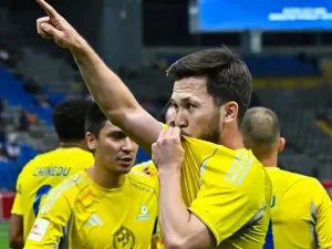 Chinedu Geoffrey celebrates goal in FC Astana’s biggest win