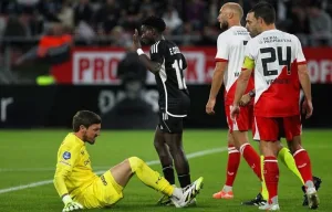 Elijah Odede celebrates goal for FC Sheriff in Europa League