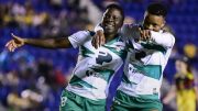 Vivian Ikechukwu celebrates goal for Club Santos Laguna vs Club America