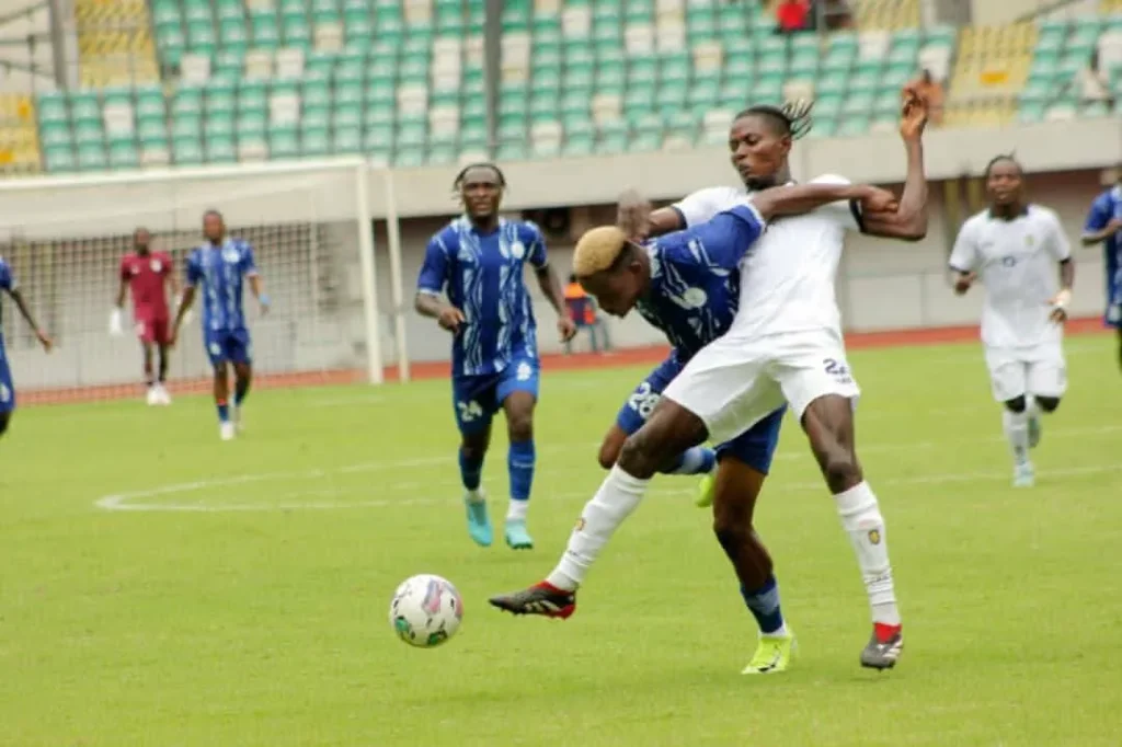 Finidi George reacts to Rivers United’s narrow 1-0 CAF victory