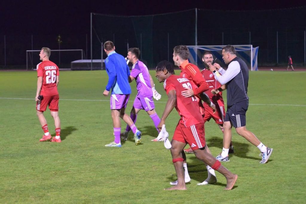 Stanley Charles celebrates FC Trinec goal vs Slovacko B