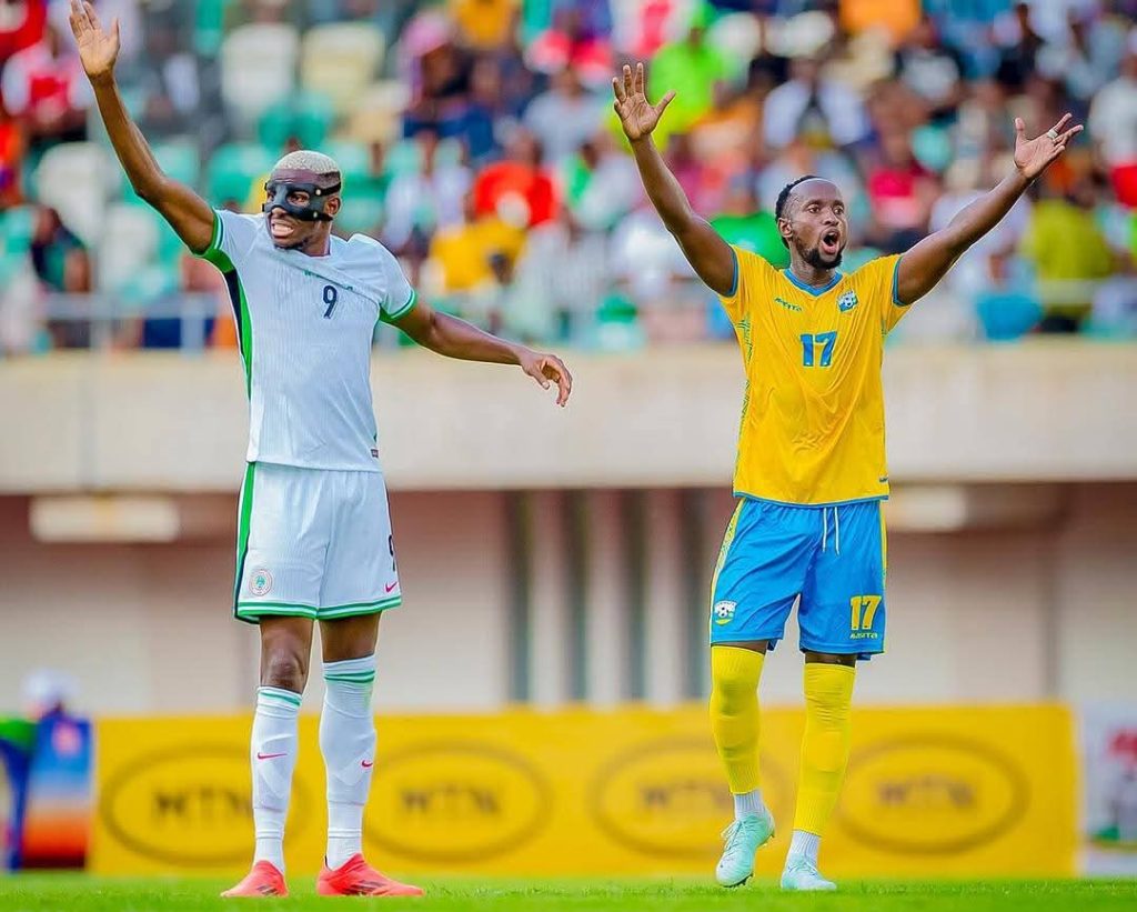 Super Eagles coach Eric Chelle on the sidelines in Rwanda Victory
