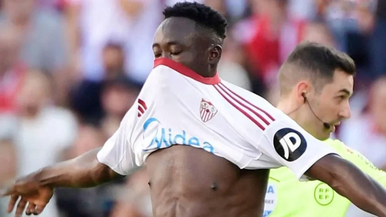 Chidera Ejuke providing a key assist for Sevilla