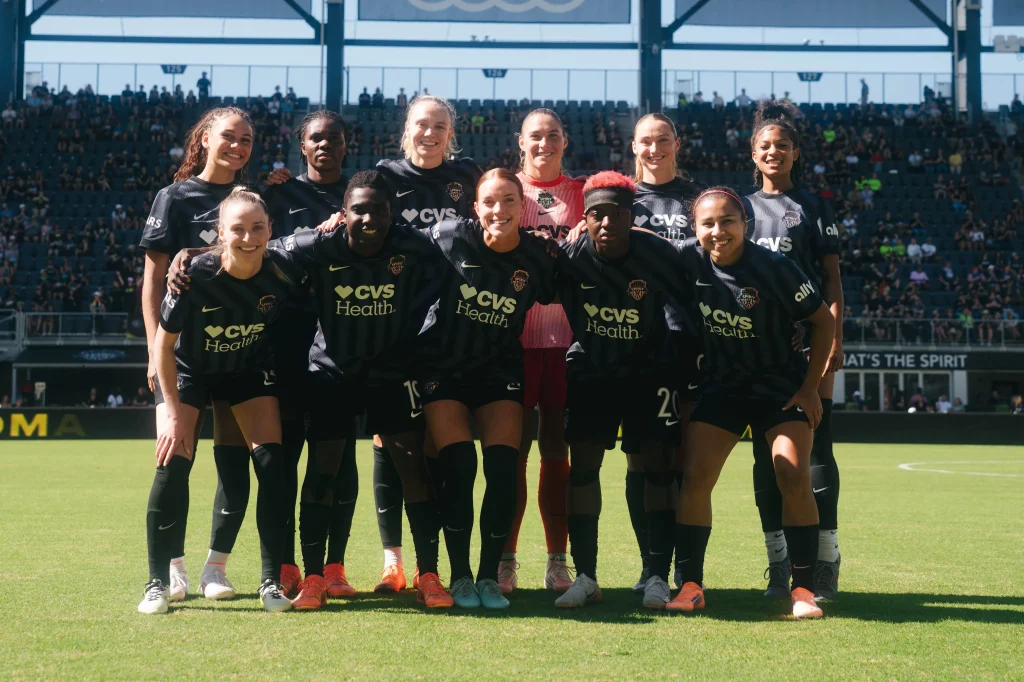 Deborah Abiodun celebrates Washington Spirit victory