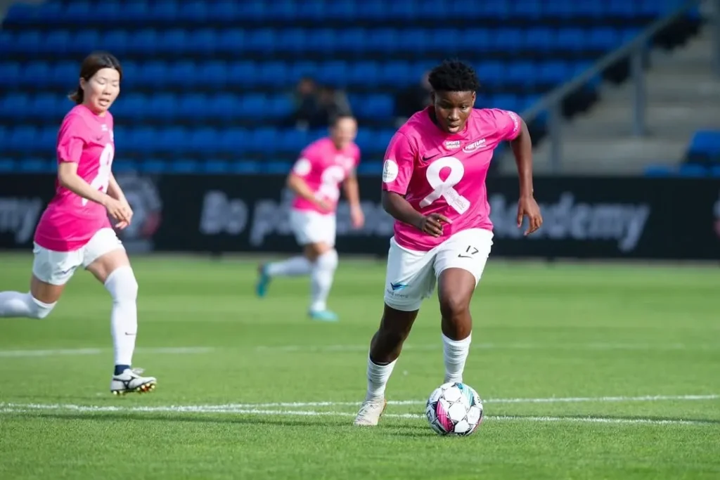 Joy Omewa celebrate her goal for Fortuna Hjørring