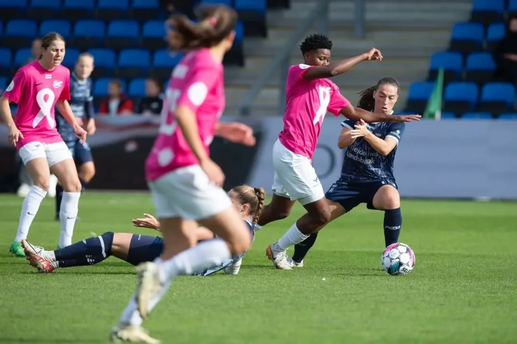 Joy Omewa scoring for Fortuna Hjørring in Danish A-Liga