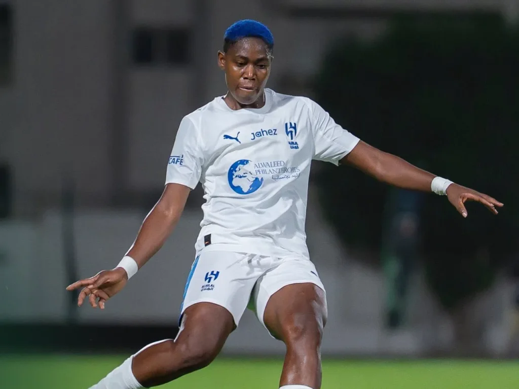 Oshoala celebrates late winner in Saudi Women’s League derby