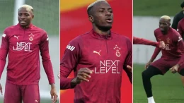 Osimhen in Galatasaray training after hat-trick vs Benin
