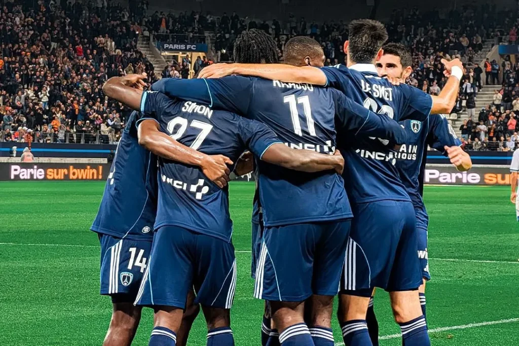 Paris FC’s Jean-Philippe Krasso scores after Moses Simon assist