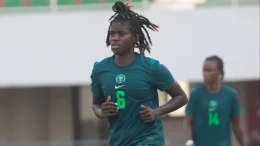 Super Falcons celebrating first-leg win against Benin Republic