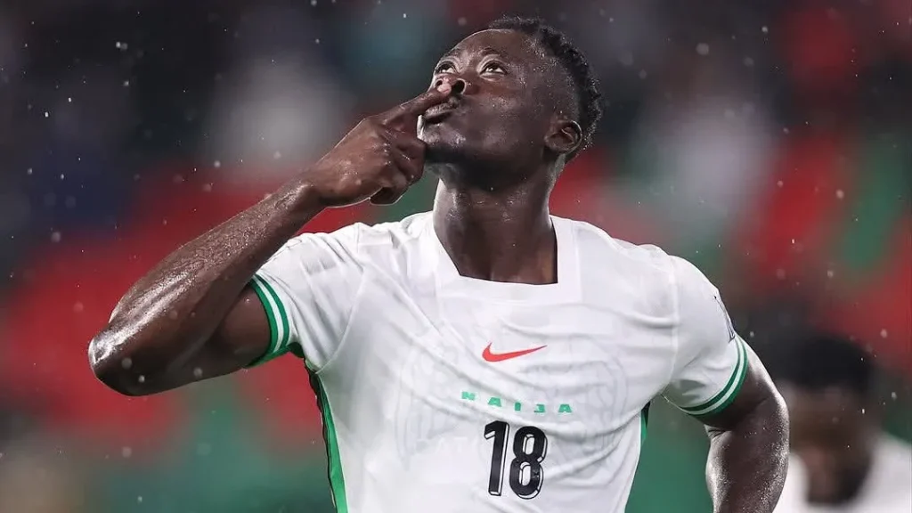 Akor Adams playing for Super Eagles