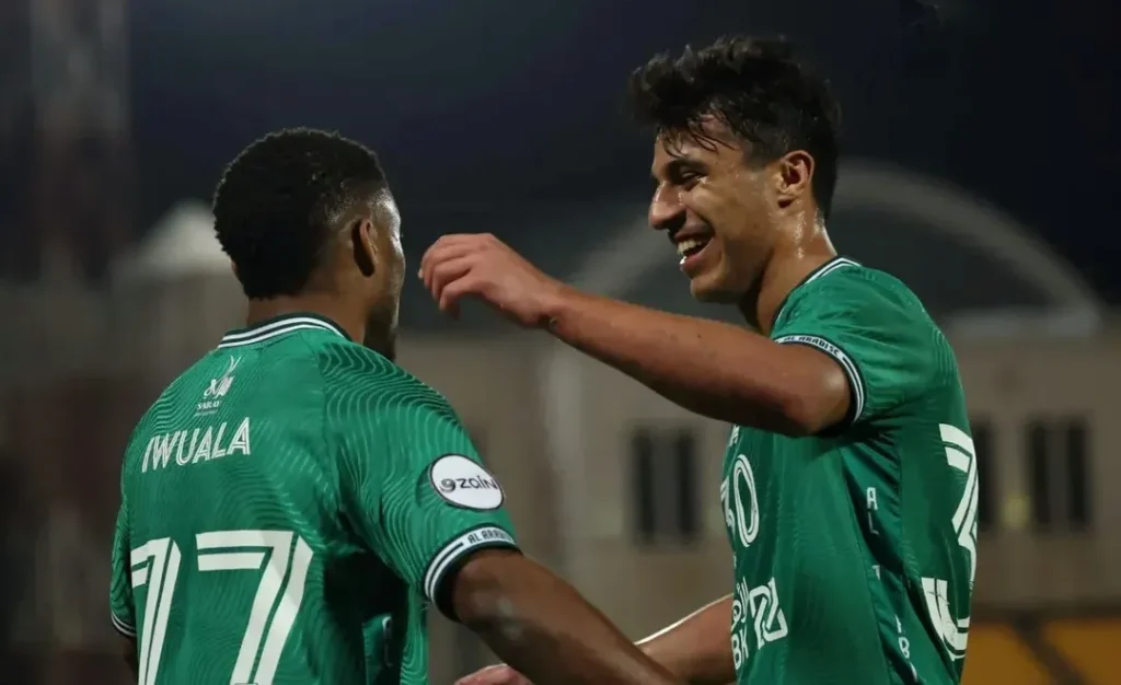 Anayo Iwuala celebrates goal for Al-Arabi in Kuwaiti Premier League