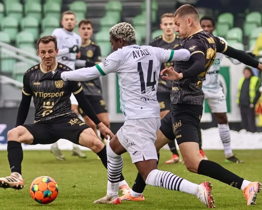 Emmanuel Ayaosi celebrates first senior hat-trick