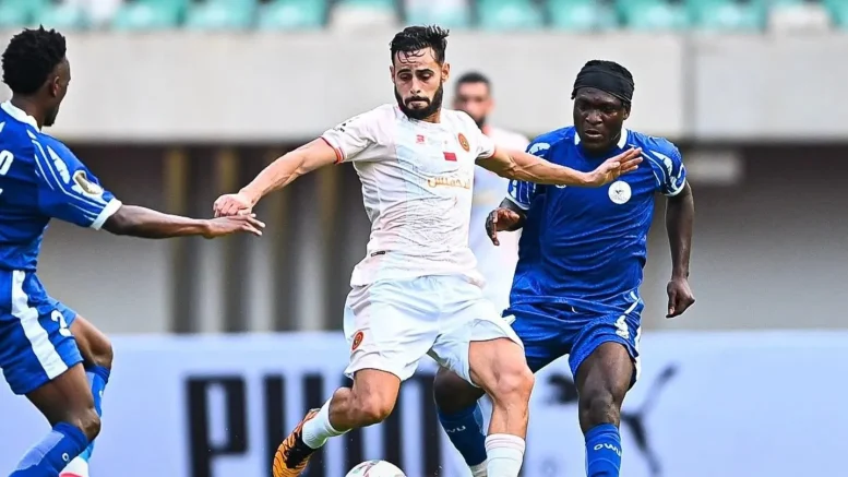 Rivers United players react after conceding late CAF Champions League goal