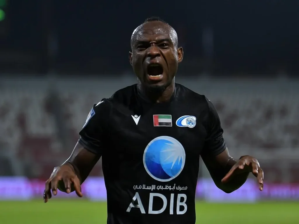 Saviour Godwin celebrating his goal