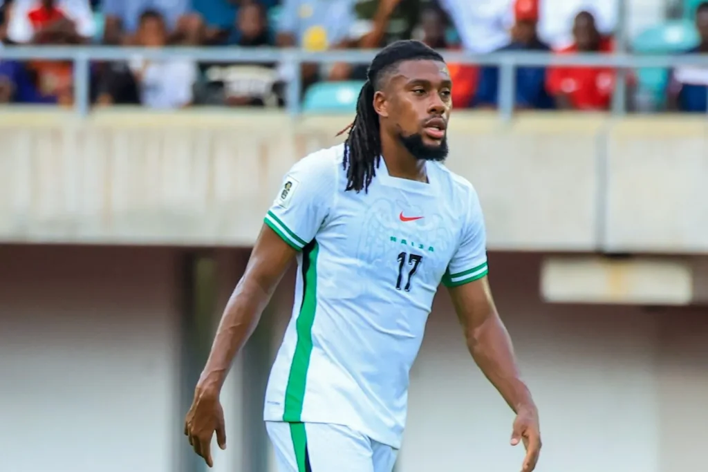 Super Eagles midfielder Alex Iwobi in action against Gabon