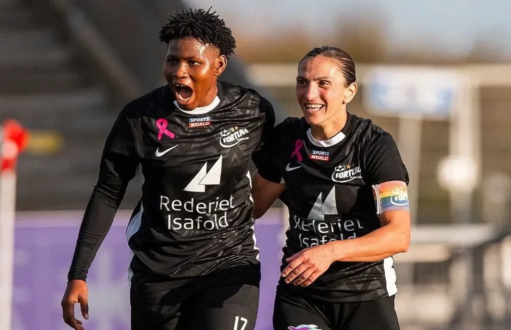 Super Falcons forward Joy Omewa in UEFA Women’s Europa Cup match