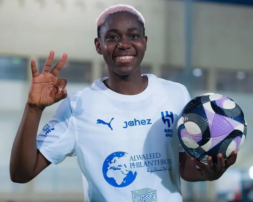 Asisat Oshoala scores Hat-Trick in Saudi Women’s Challenge Cup vs Eastern Flames