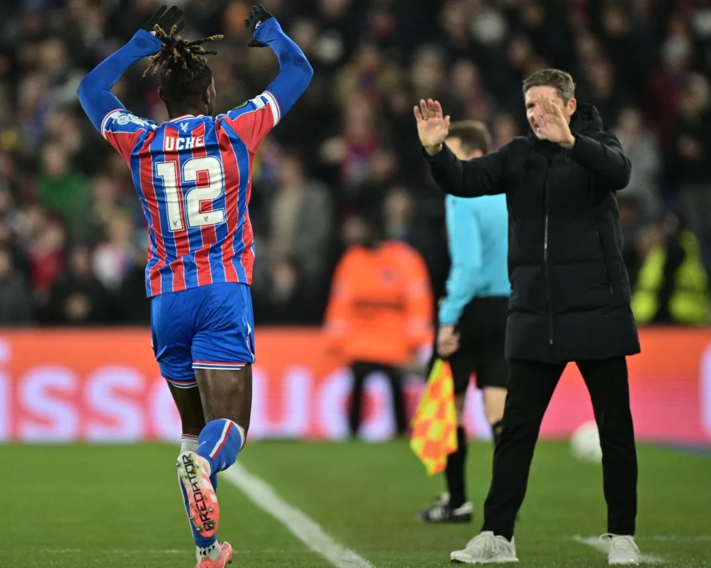 Christantus Uche in action for Palace against KuPS at Selhurst Park