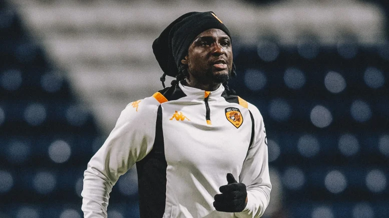 Babajide David driving forward at Deepdale