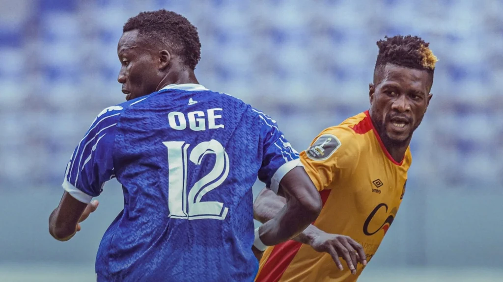 Rivers United line up before CAF Champions League match in Ndola_