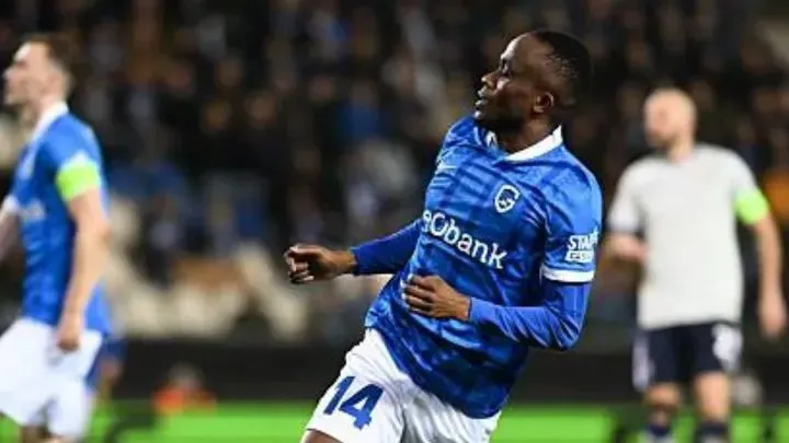 Collins Sor scores his second goa for Genk in Europa League _