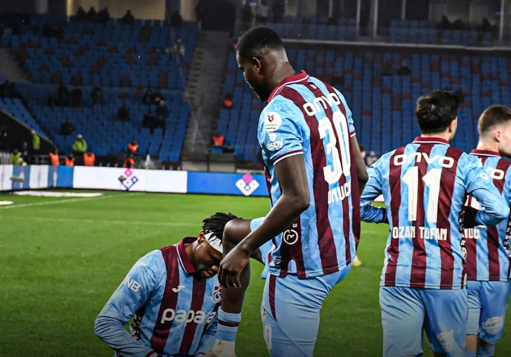 Super Eagles star Paul Onuachu celebrating goal for Trabzonspor vs Karagumruk